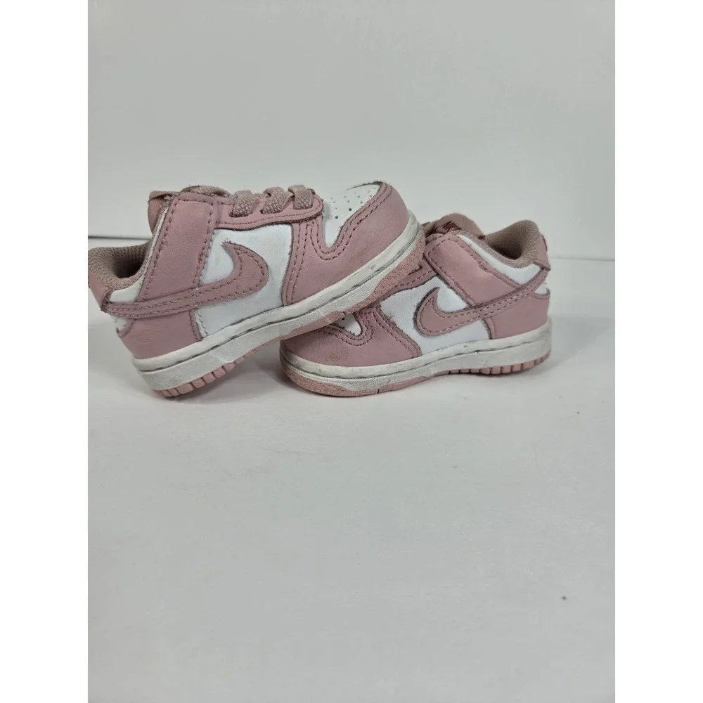 Nike Dunk Low White/Pink Glaze Pomegranate  Toddler Sz  4 C NO INDOLES